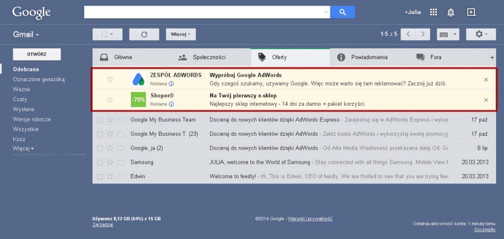 Reklama Gmail 